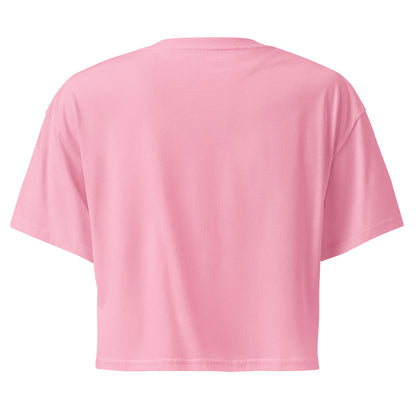 Plain back of pink crop top.