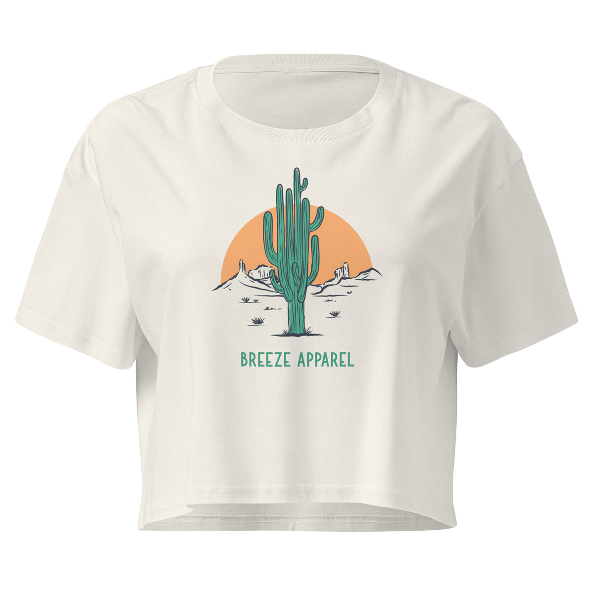 Cream crop top with cactus graphic.