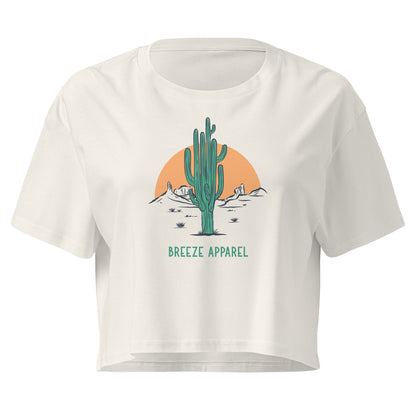 Cream crop top with cactus graphic.