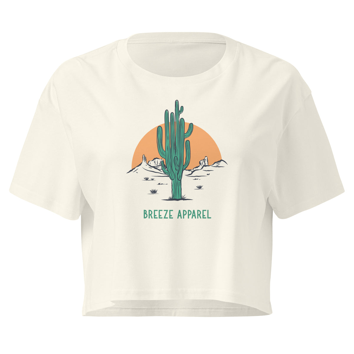 Cream crop top with cactus graphic.