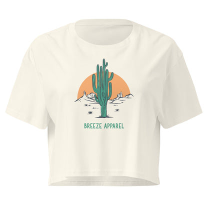 Cream crop top with cactus graphic.