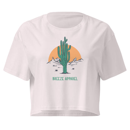 Orchid crop top with cactus graphic.
