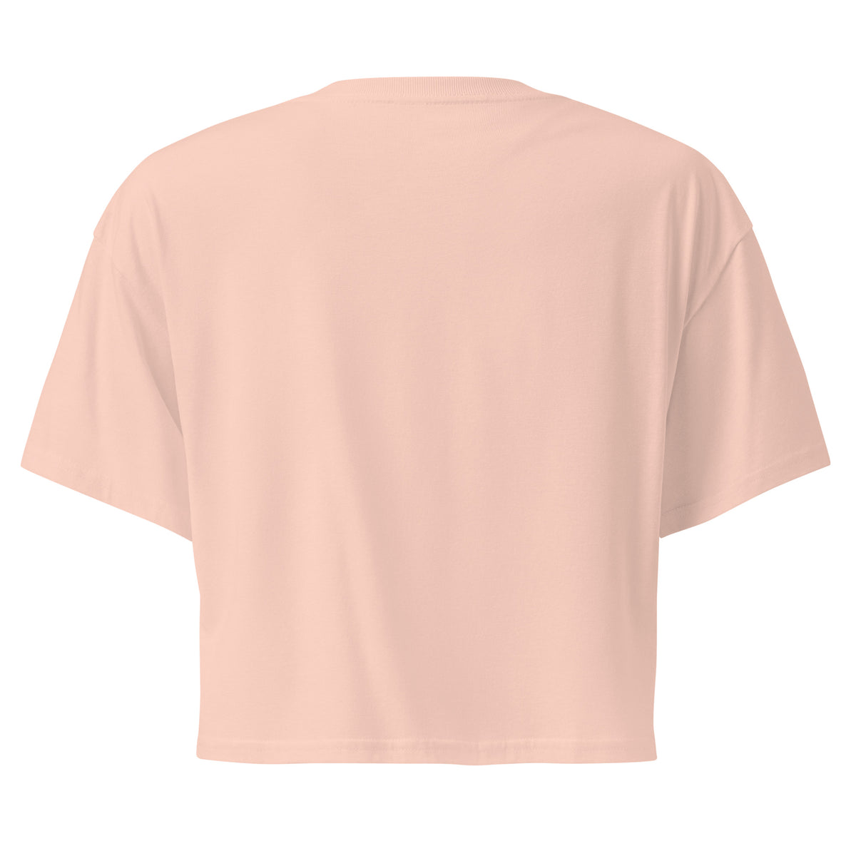 Plain back of pink crop top.