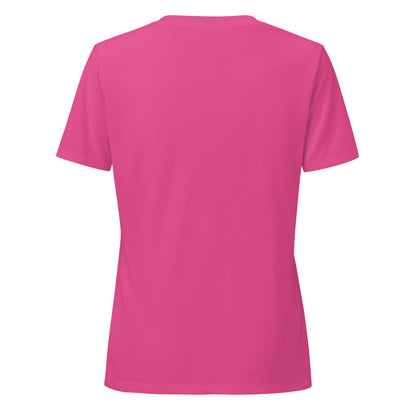 Plain back of berry-pink v-neck t-shirt