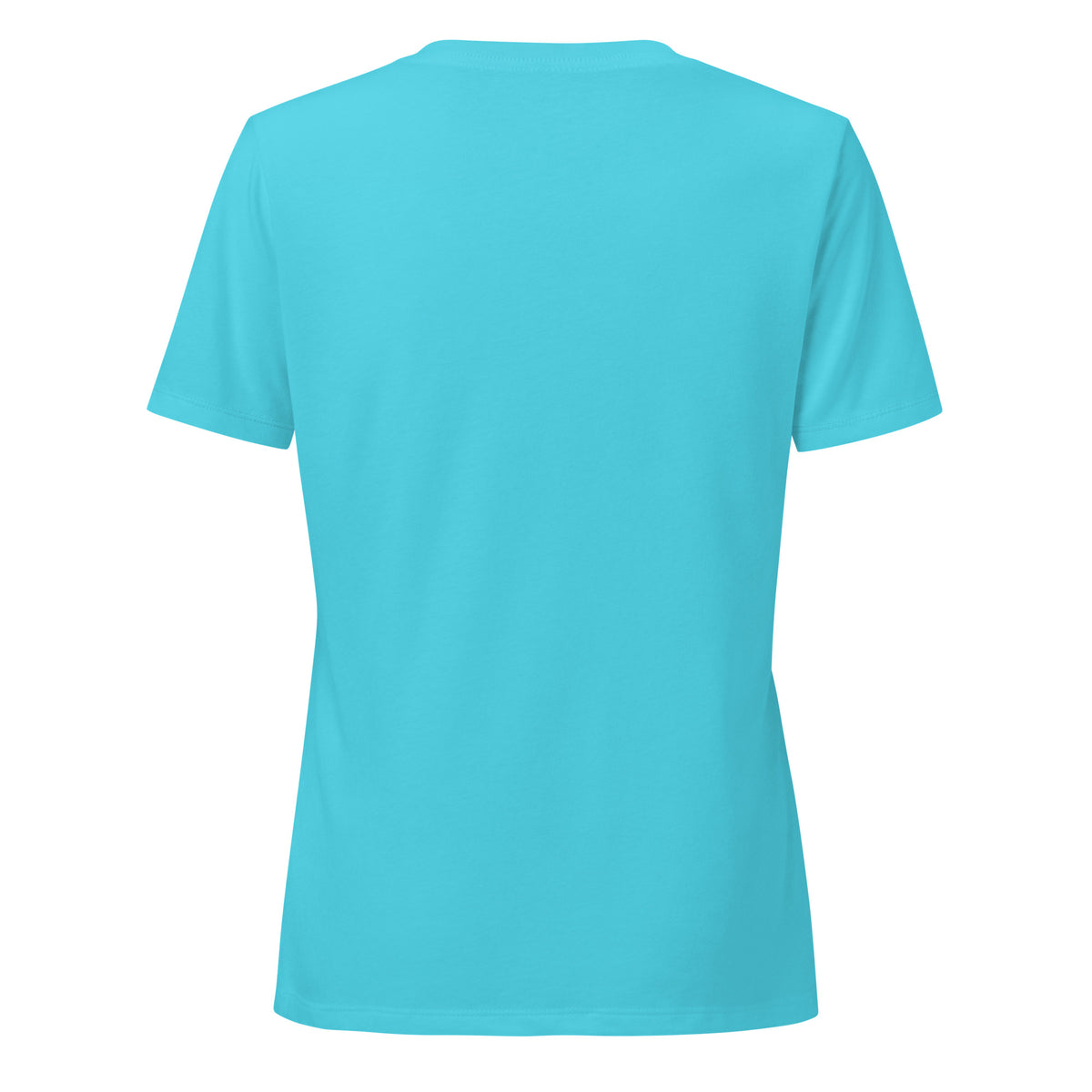 Plain back of turquoise v-neck t-shirt
