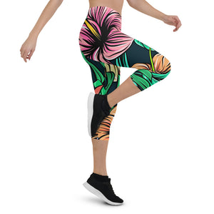 'Hibiscus' capri yoga leggings