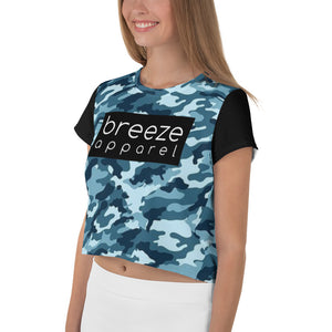 'Navy Camo' all-over crop top