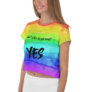 'What color?' all-over crop top
