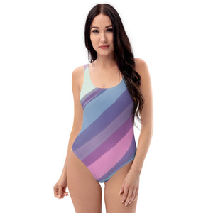 'Watercolor Purple' one-piece swimsuit