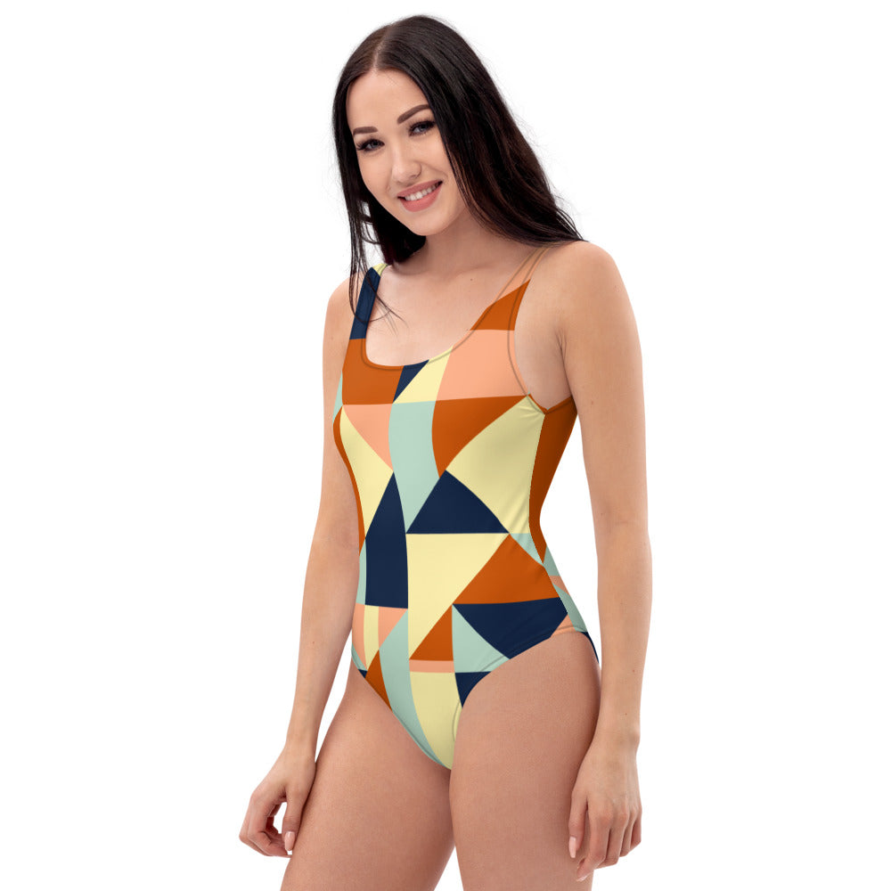 'Geometry' one-piece swimsuit