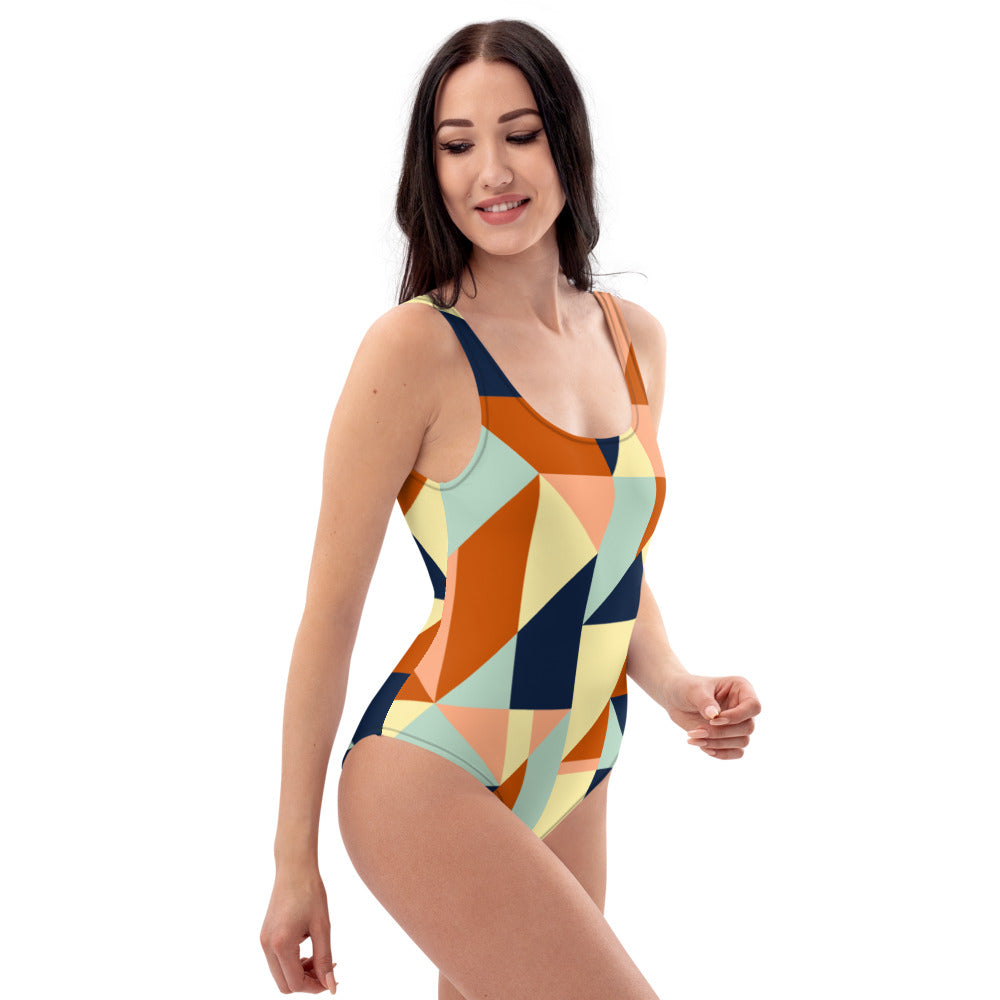 'Geometry' one-piece swimsuit