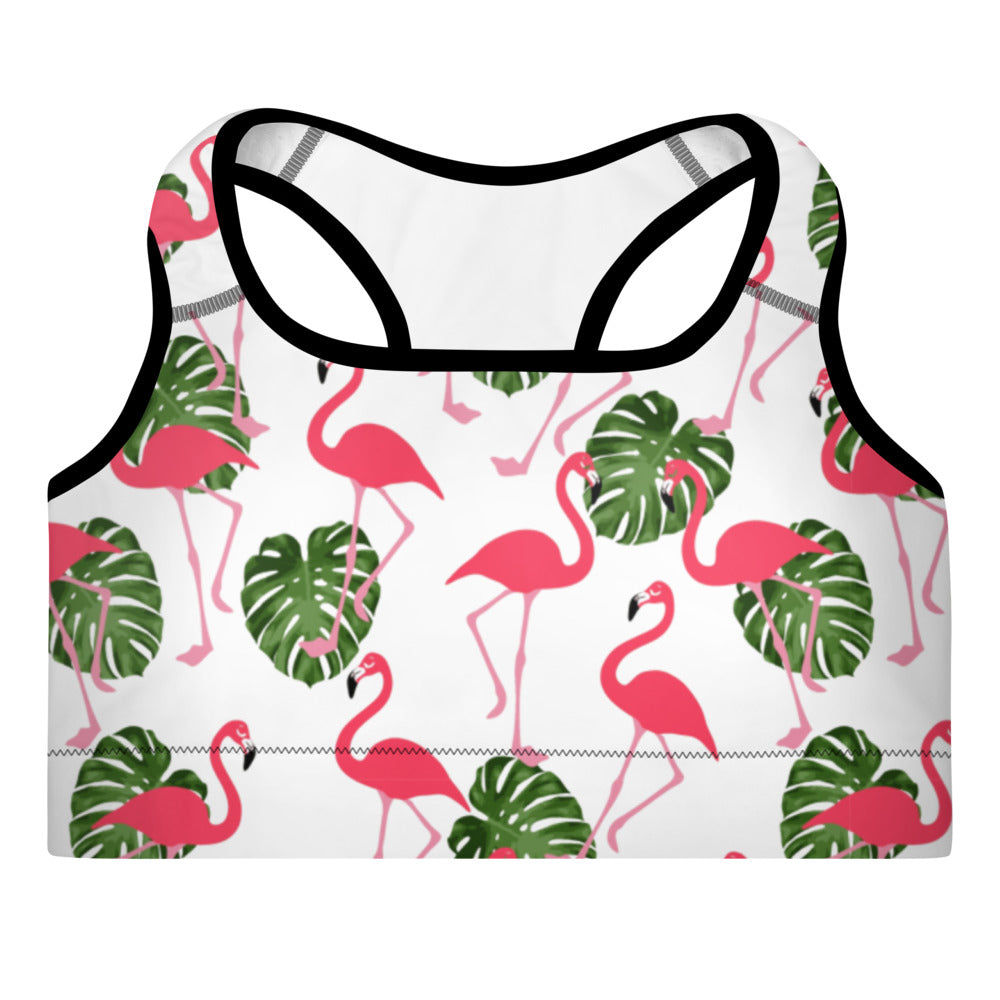 'Flamingos' padded sports bra