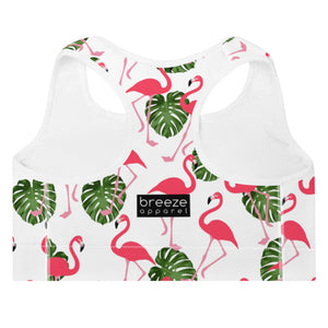 'Flamingos' padded sports bra