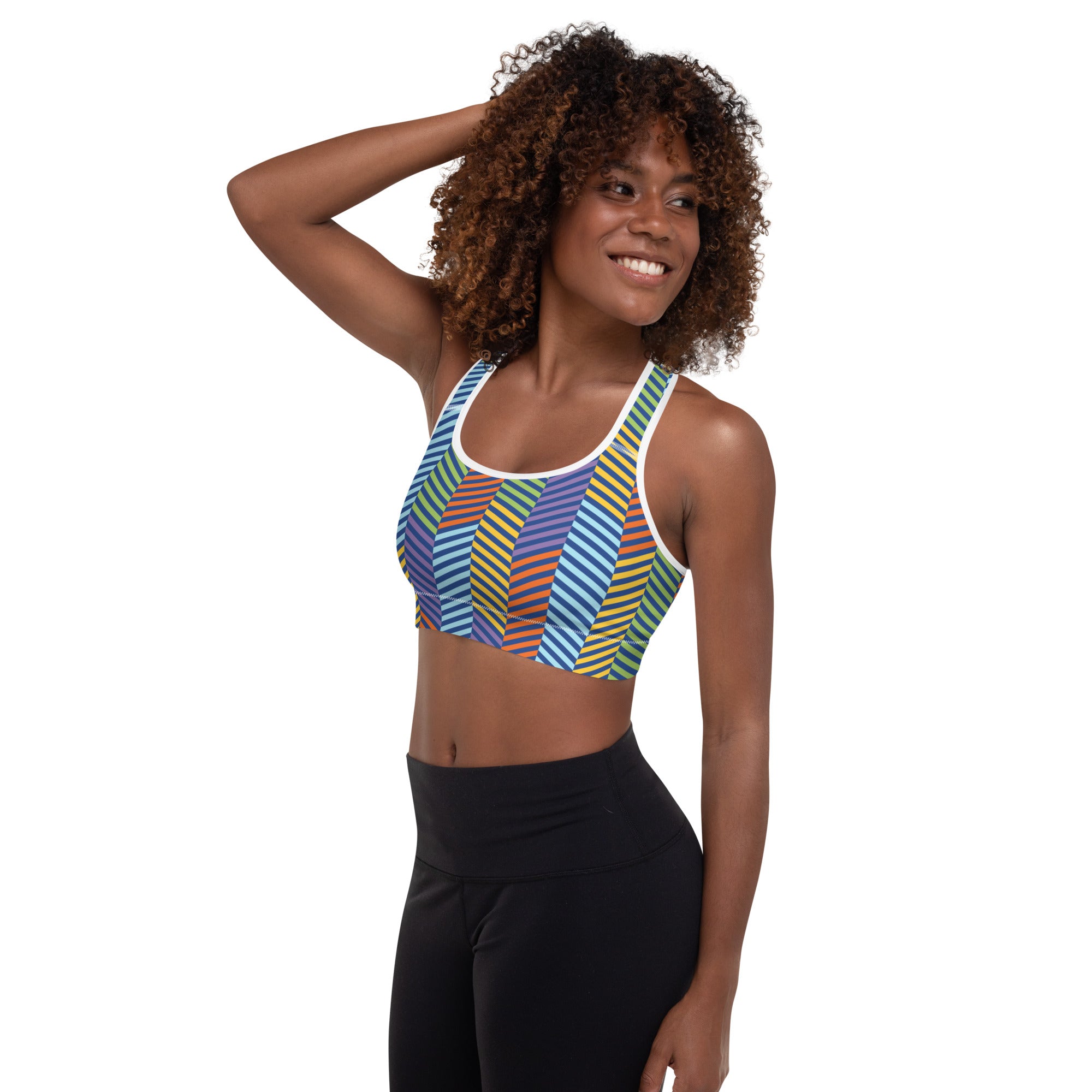 'Peacock' padded sports bra