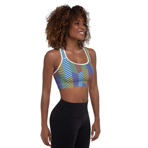 'Peacock' padded sports bra