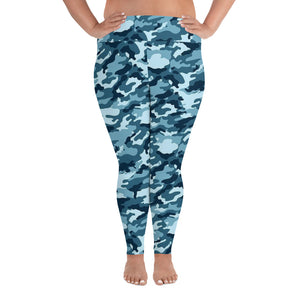 'Navy Camo' plus-size yoga leggings