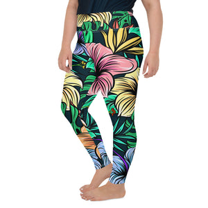 'Hibiscus' plus-size yoga leggings