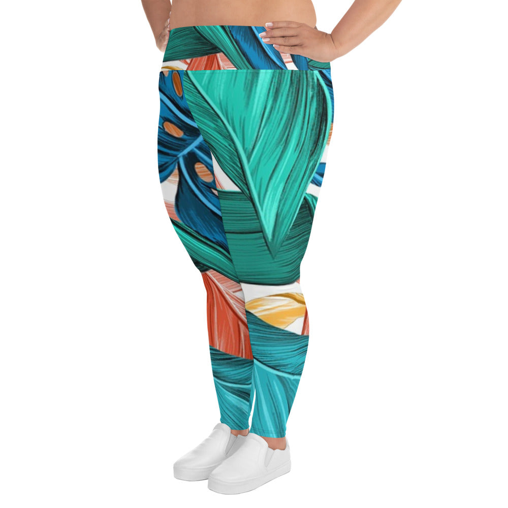 'Feelin' Tropical' plus-size yoga leggings