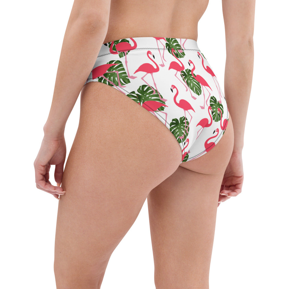 'Flamingos' high-waisted bikini bottom