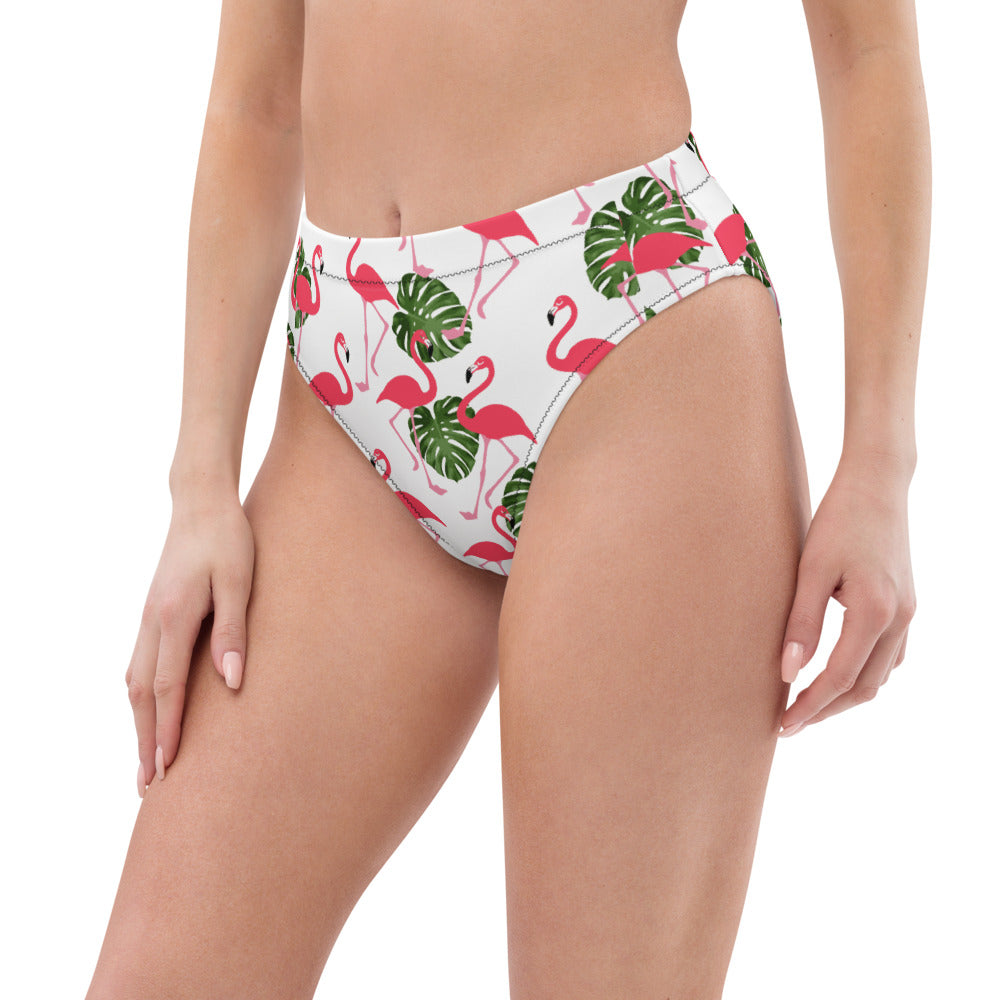 'Flamingos' high-waisted bikini bottom