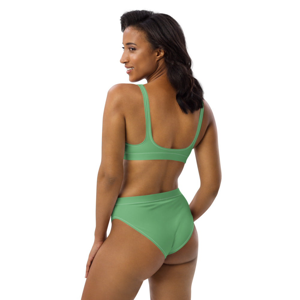 'Leaf Green' high-waisted bikini