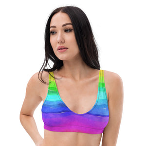 'Watercolor Rainbow' padded bikini top