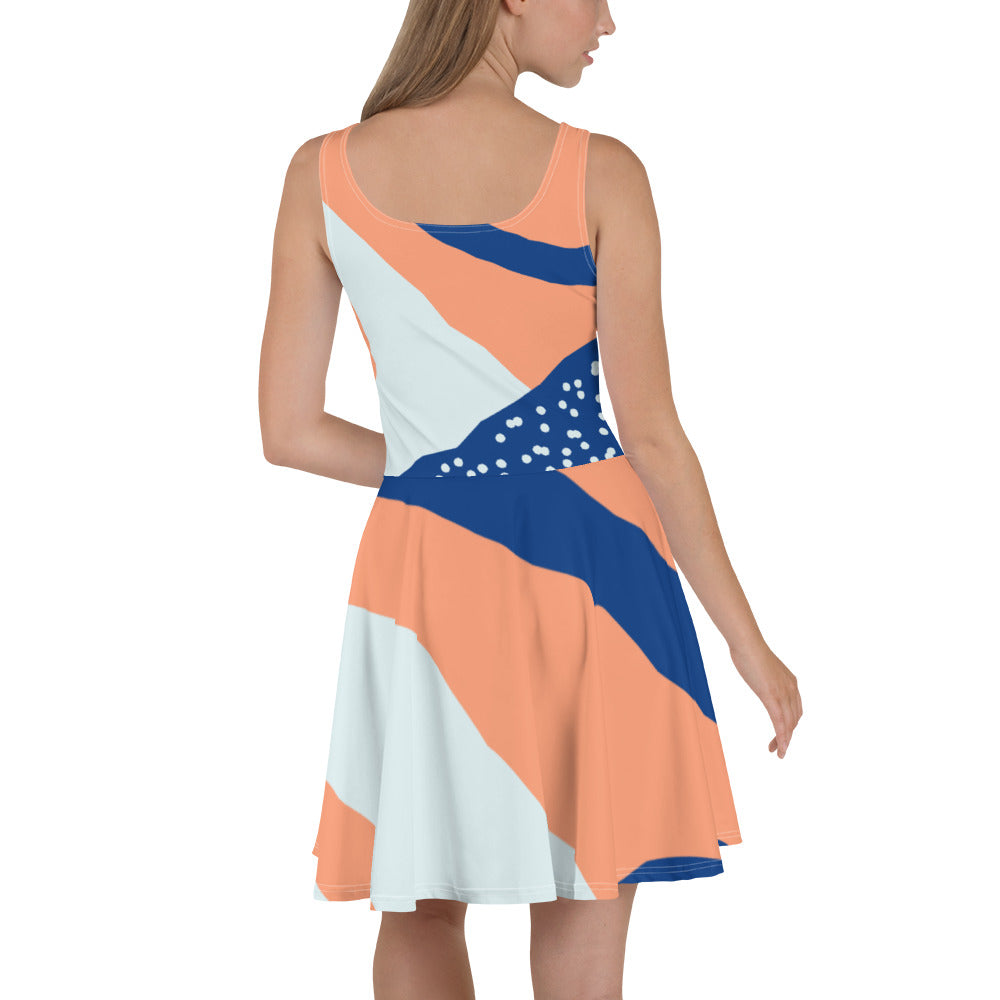 'Peach & Blue' skater dress