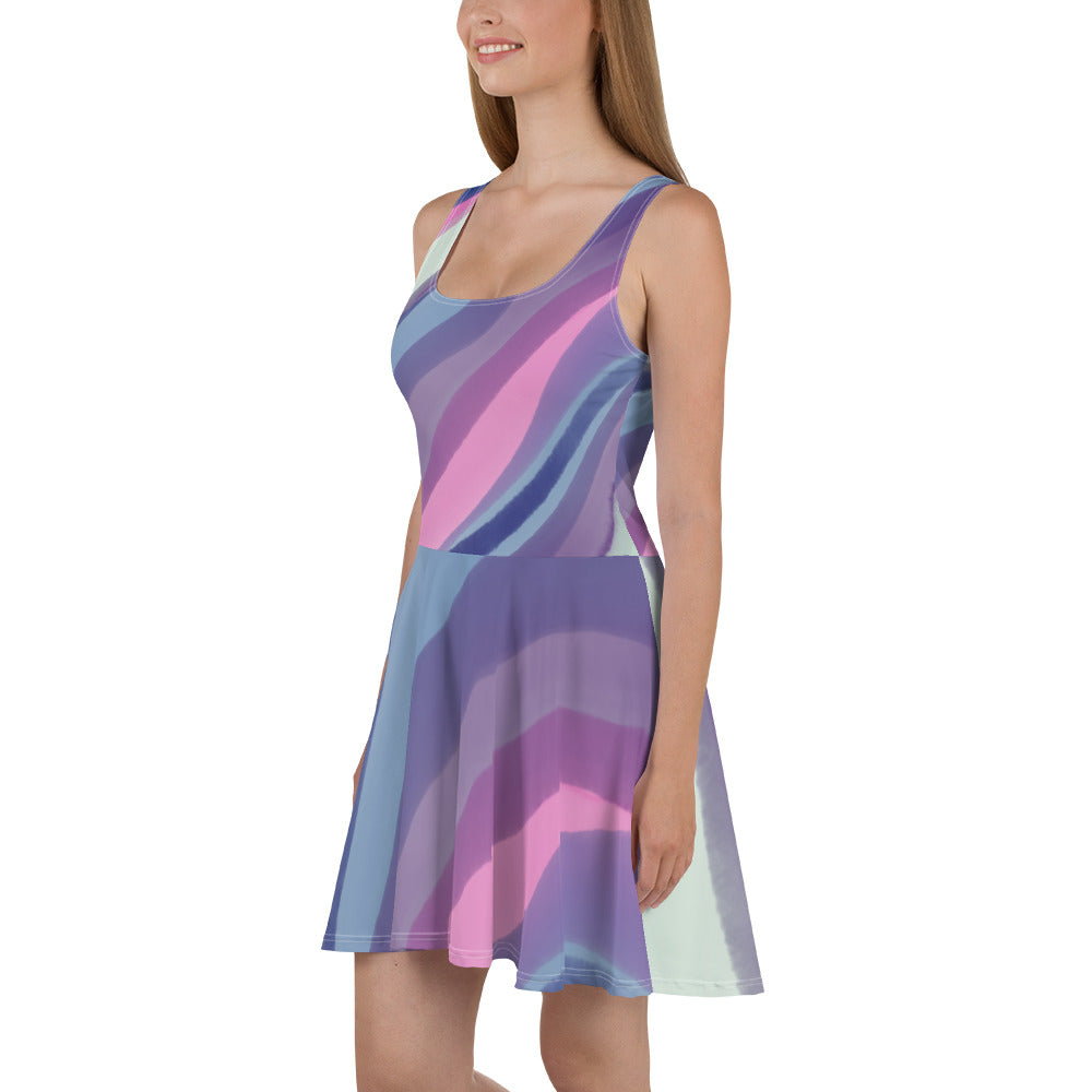 'Watercolor Purple' skater dress