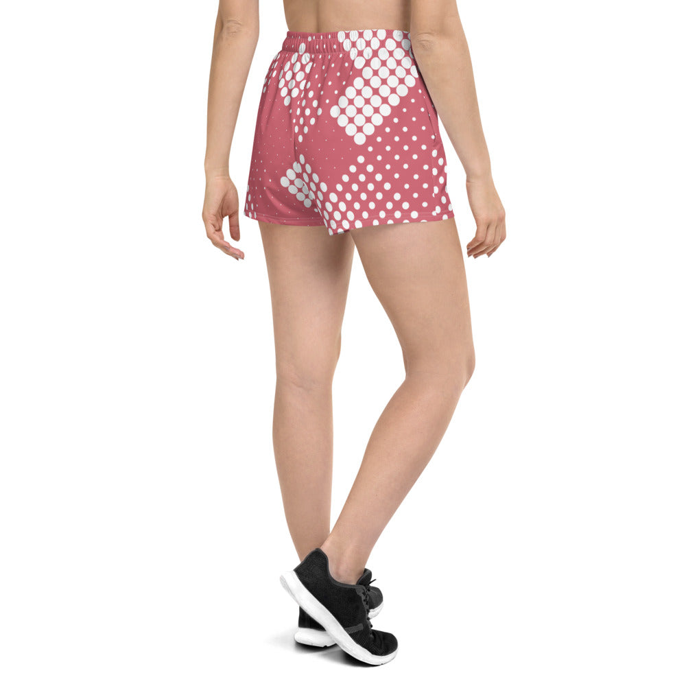 'Raspberry Geometric Pattern' women's athletic shorts