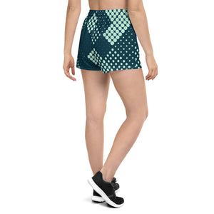 'Navy Geometric Pattern' women's athletic shorts