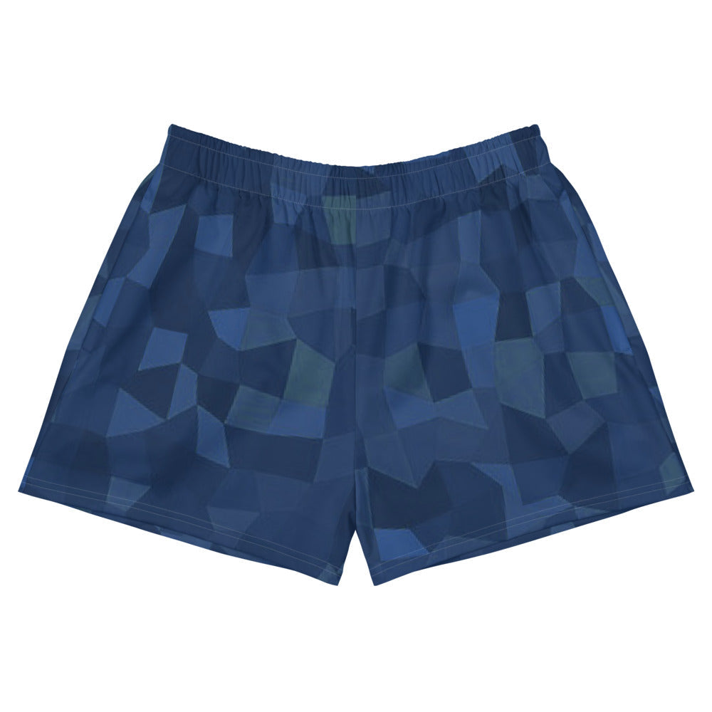 'Navy Mosaic' women's athletic shorts