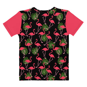 'Flamingos' women's all-over t-shirt (black)
