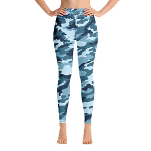 'Navy Camo' full-length yoga leggings