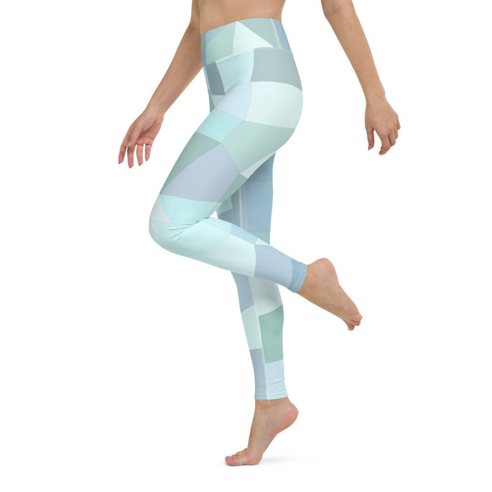 'Cyan Blue' full-length yoga leggings