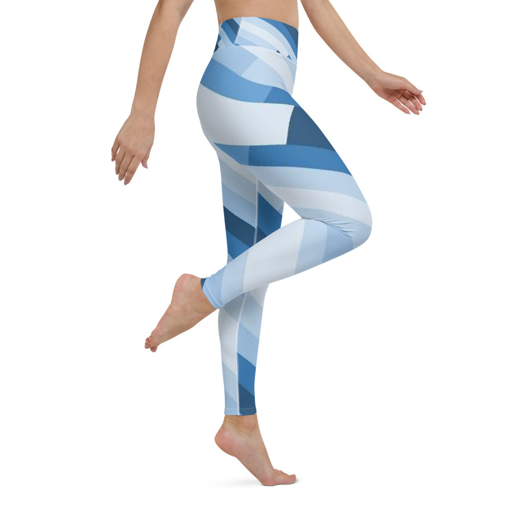 'Blue Rays' full-length yoga leggings