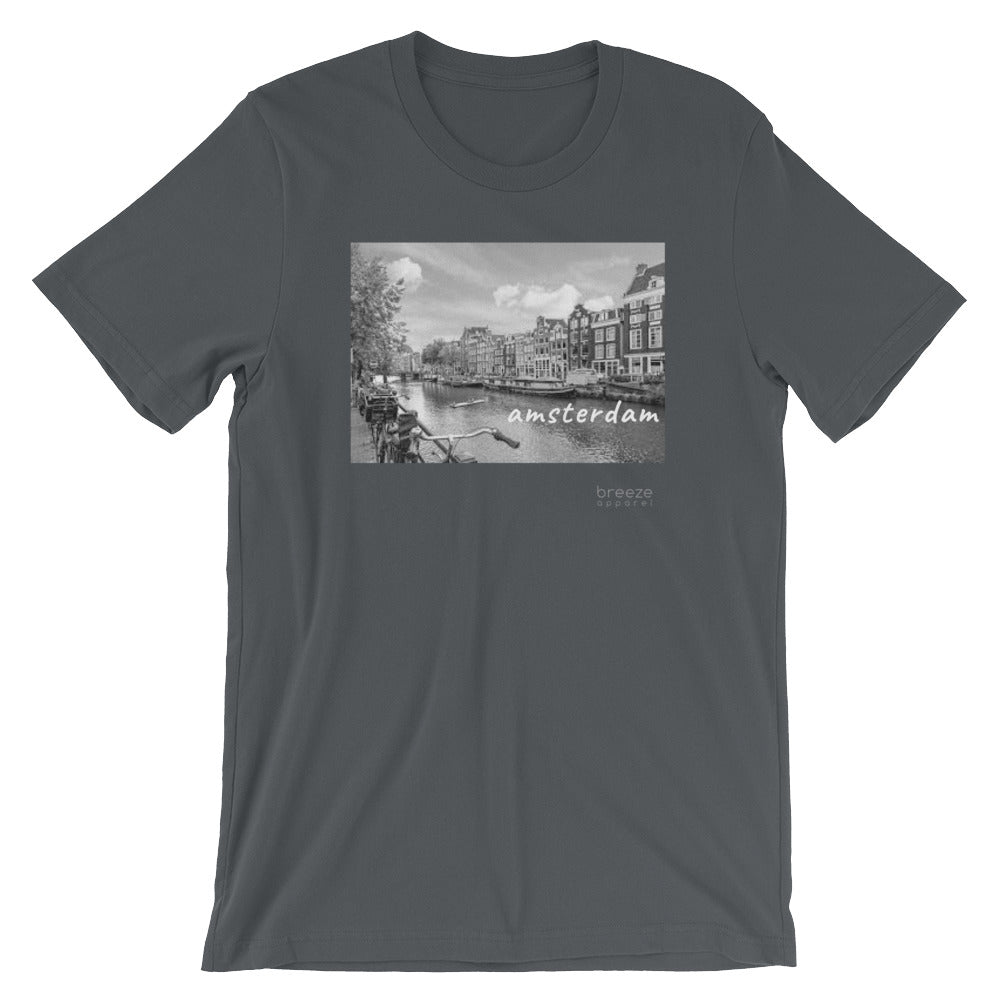 'Amsterdam, the Netherlands' unisex short-sleeved shirt (20 colors)