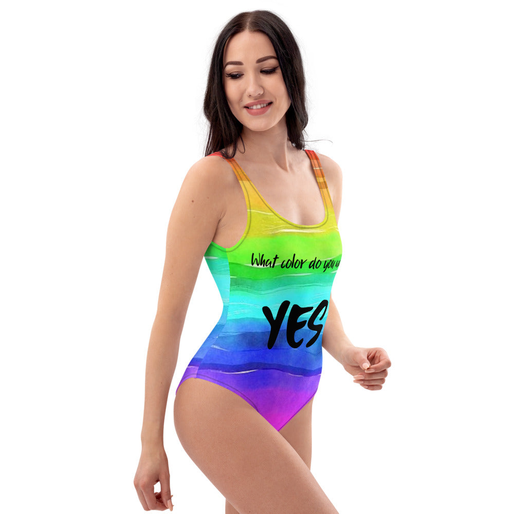 'What color?' one-piece swimsuit