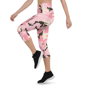 'Pink Camo' capri yoga leggings