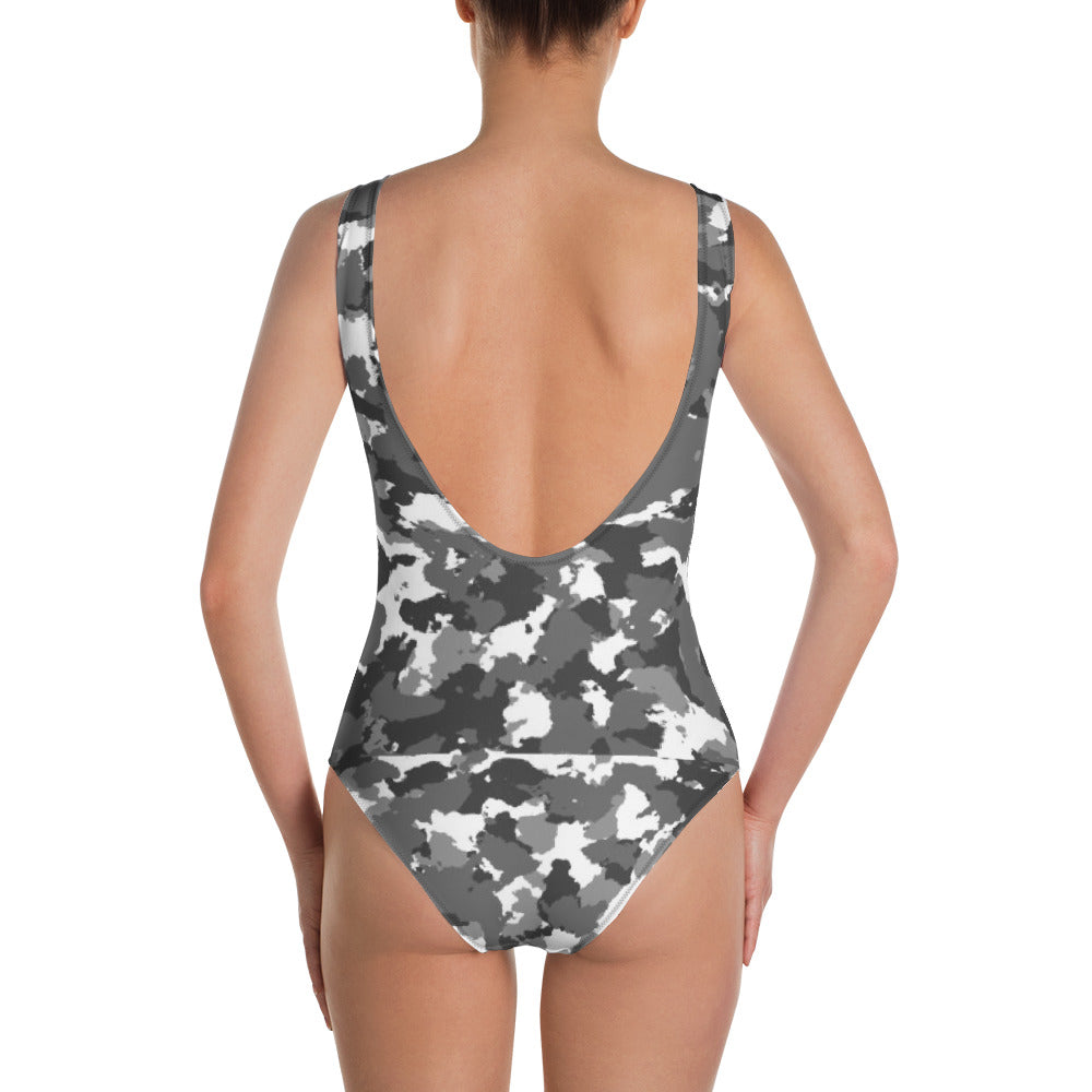 'Oreo Camo' one-piece swimsuit