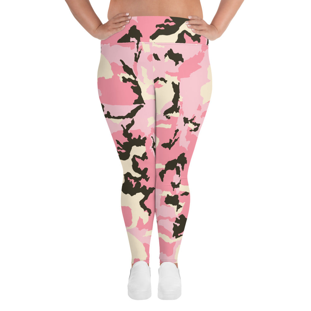 'Pink Camo' plus-size yoga leggings