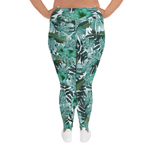 'Flora Verde' plus-size yoga leggings