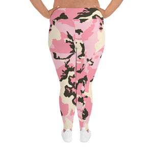 'Pink Camo' plus-size yoga leggings