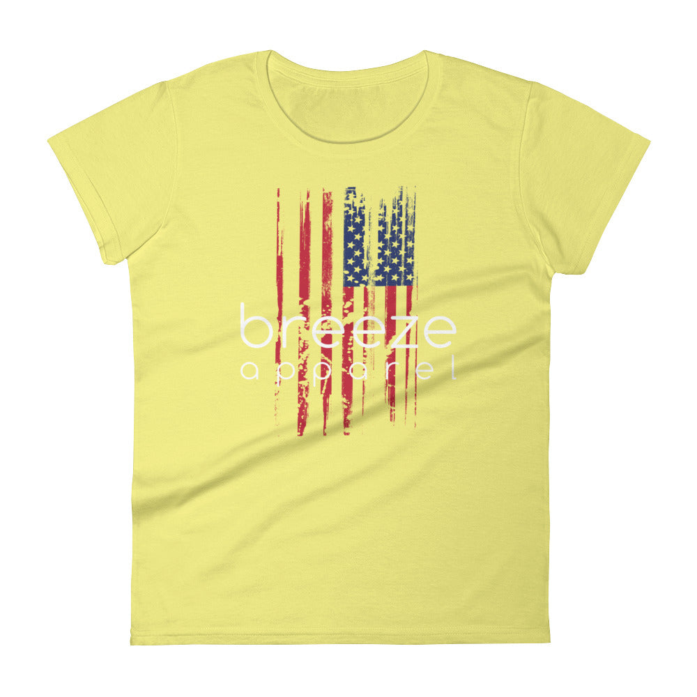 U.S. flag women's brand shirt - white (13 colors)