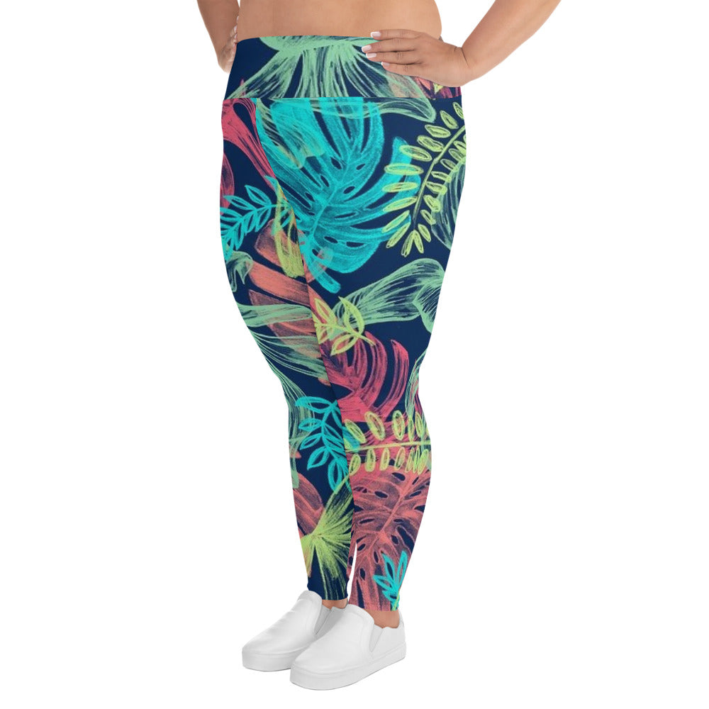 'Neotropical' plus-size yoga leggings