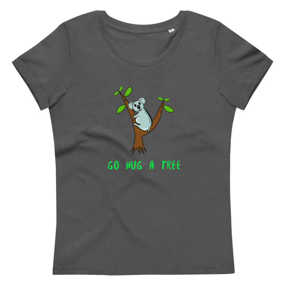 'Go hug a tree' women's fitted eco tee